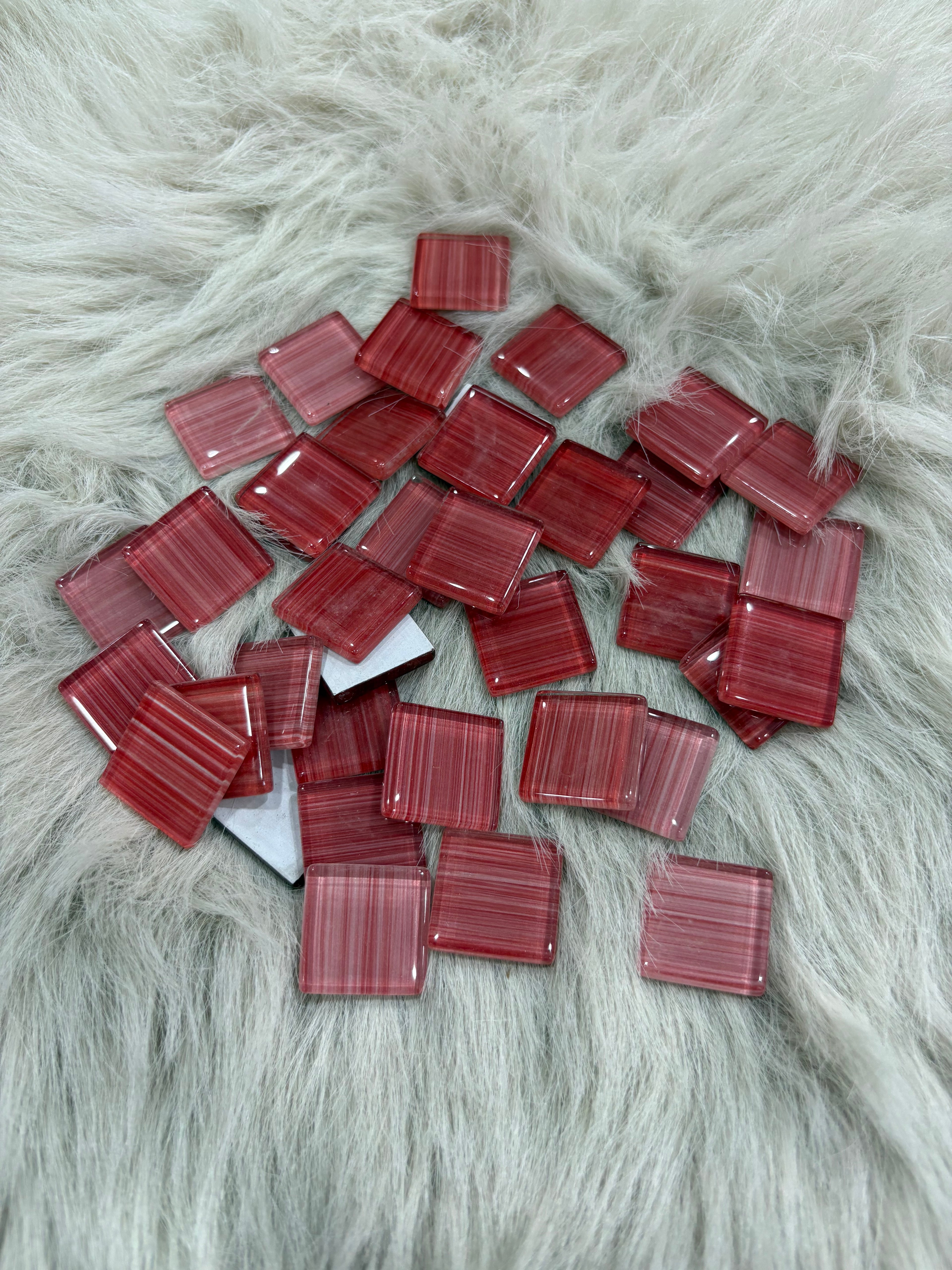 Sanatsal Kristal Mozaik KS-41 23x23mm Çizgili Soft Kırmızı