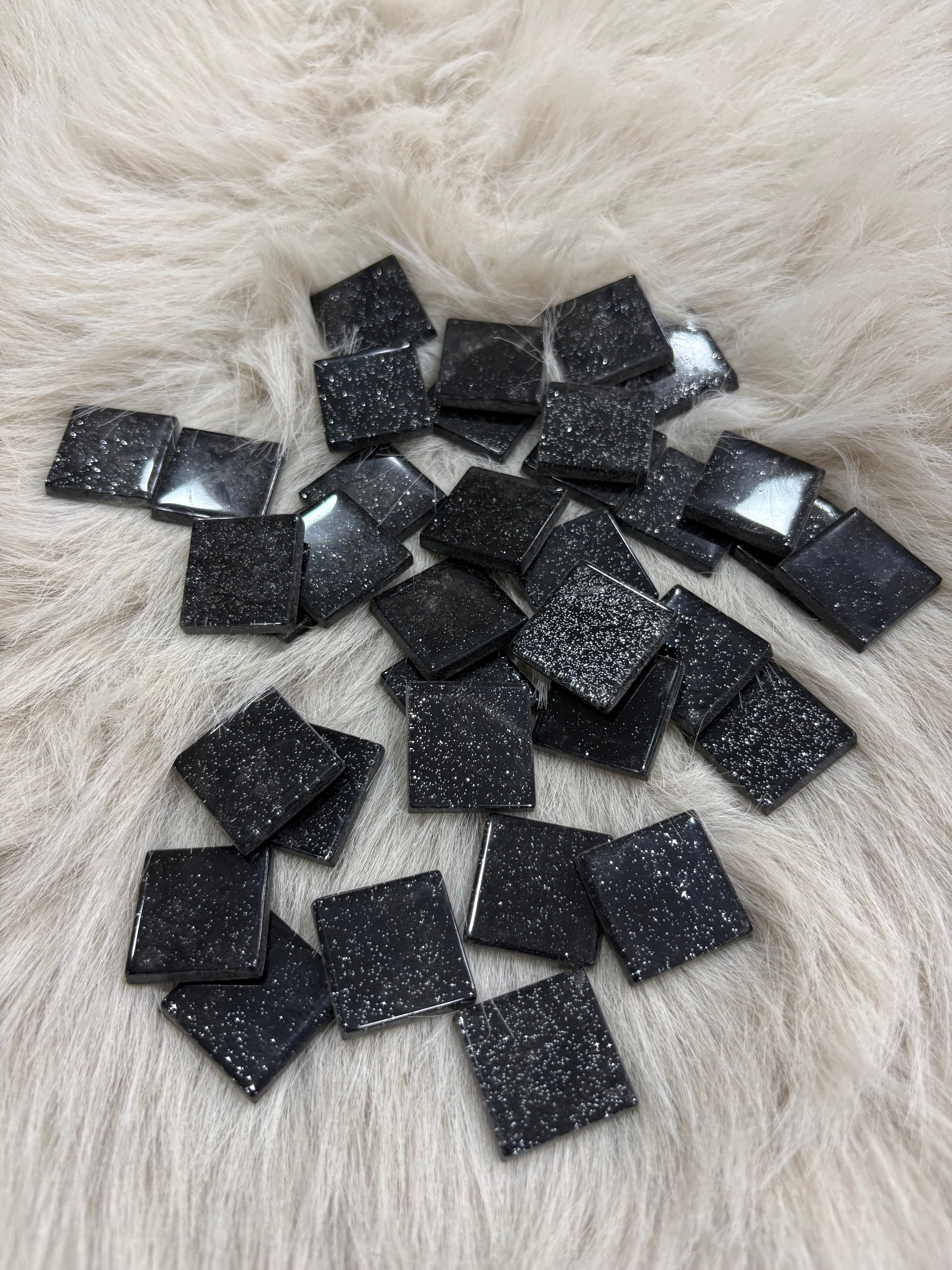 Sanatsal Kristal Mozaik KS-40 23x23mm Simli Siyah