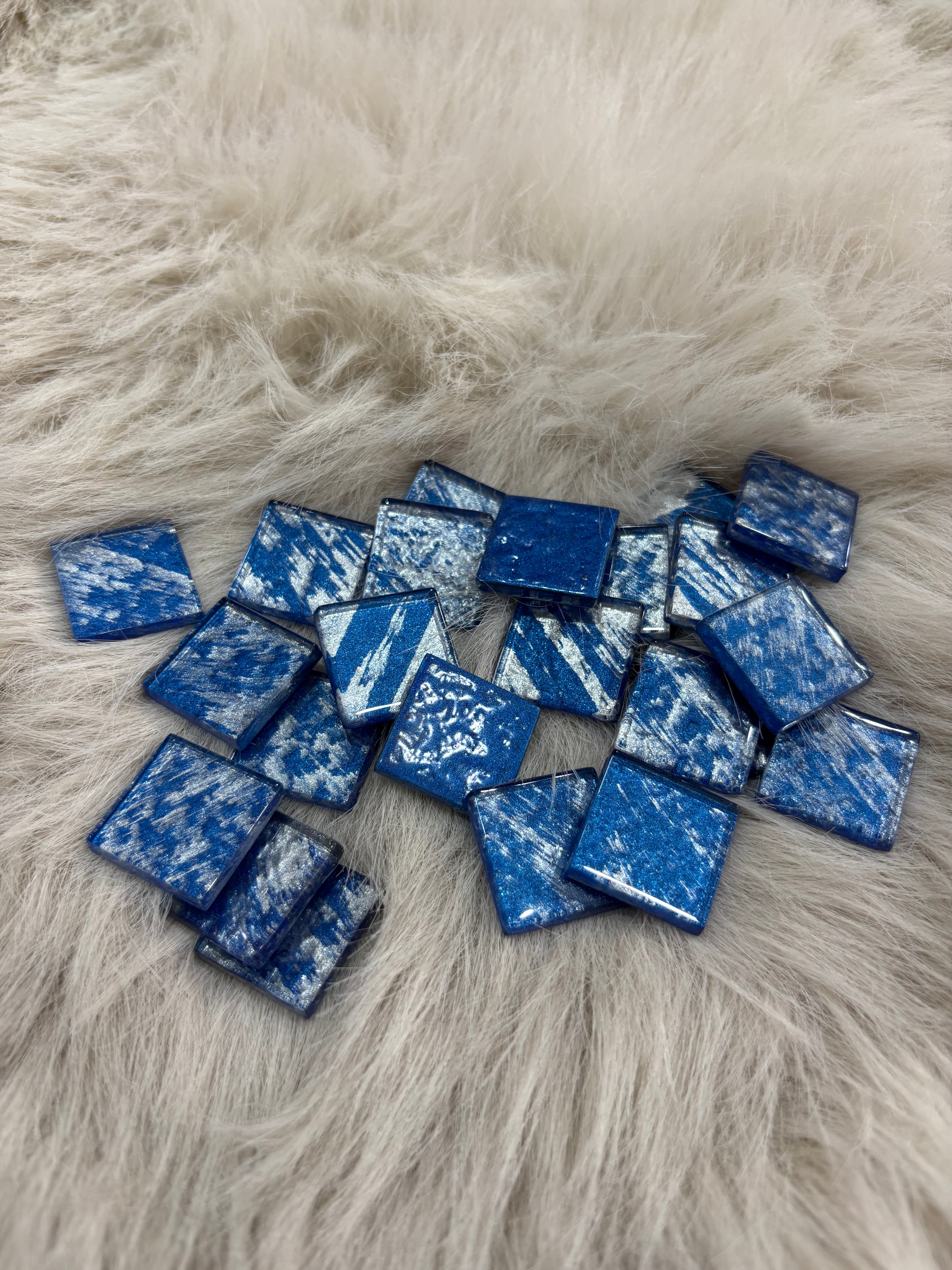 Sanatsal Kristal Mozaik KS-17 23x23mm Metalik Gümüş Mavi