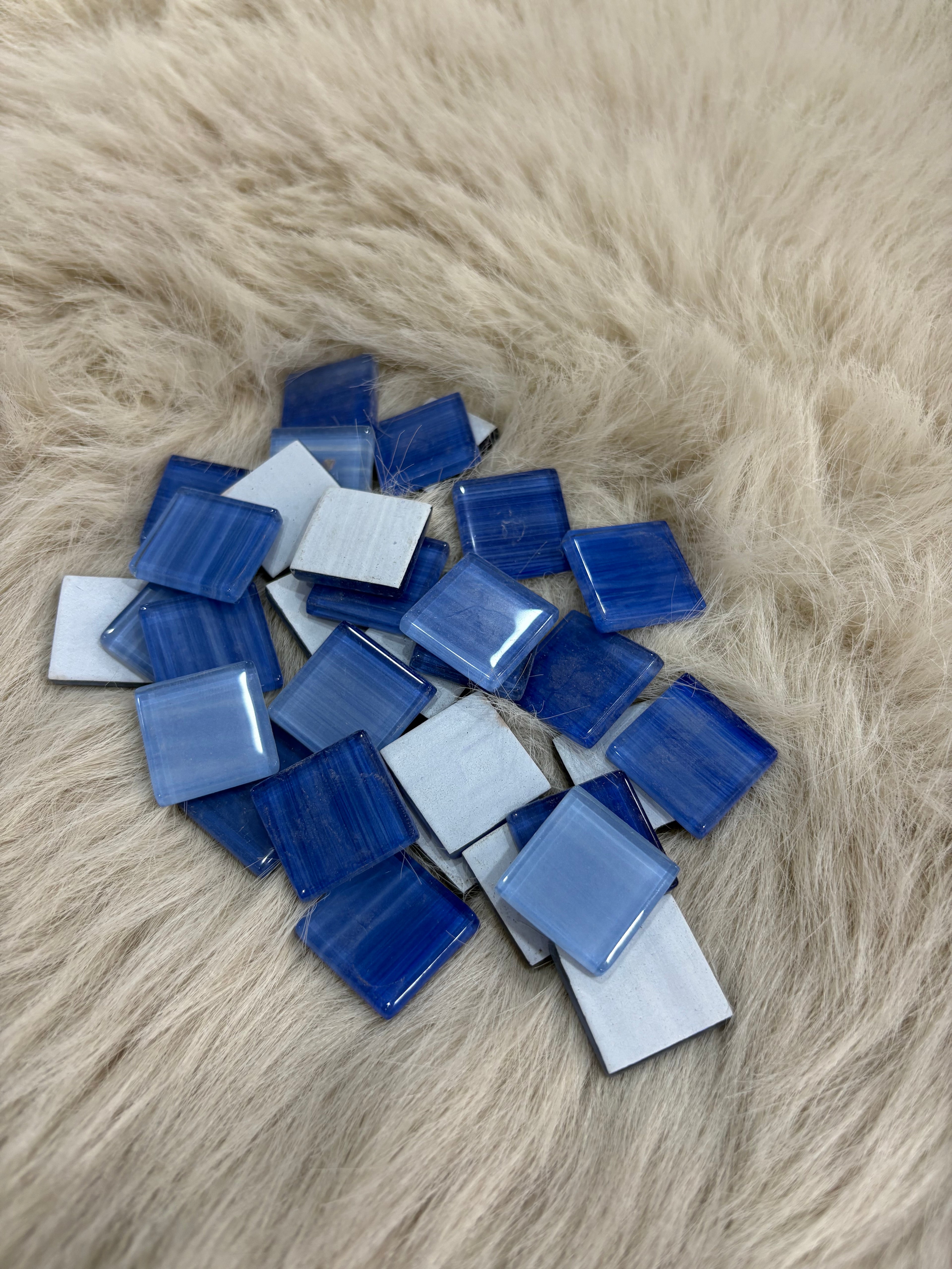 Sanatsal Kristal Mozaik KS-03 23x23mm Mavi Mix Çizgi