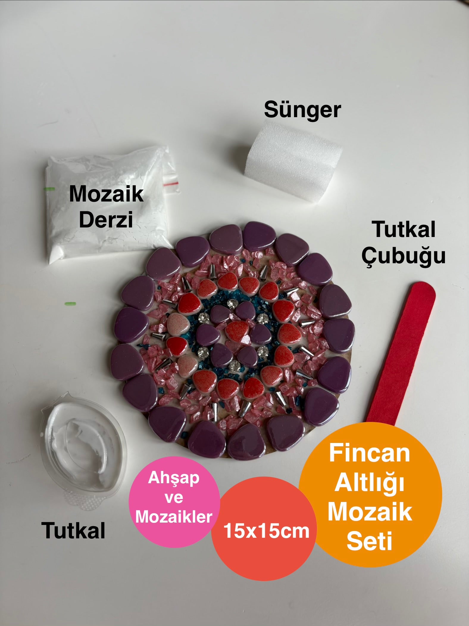 Fincan Altlığı Mozaik Seti 15x15cm