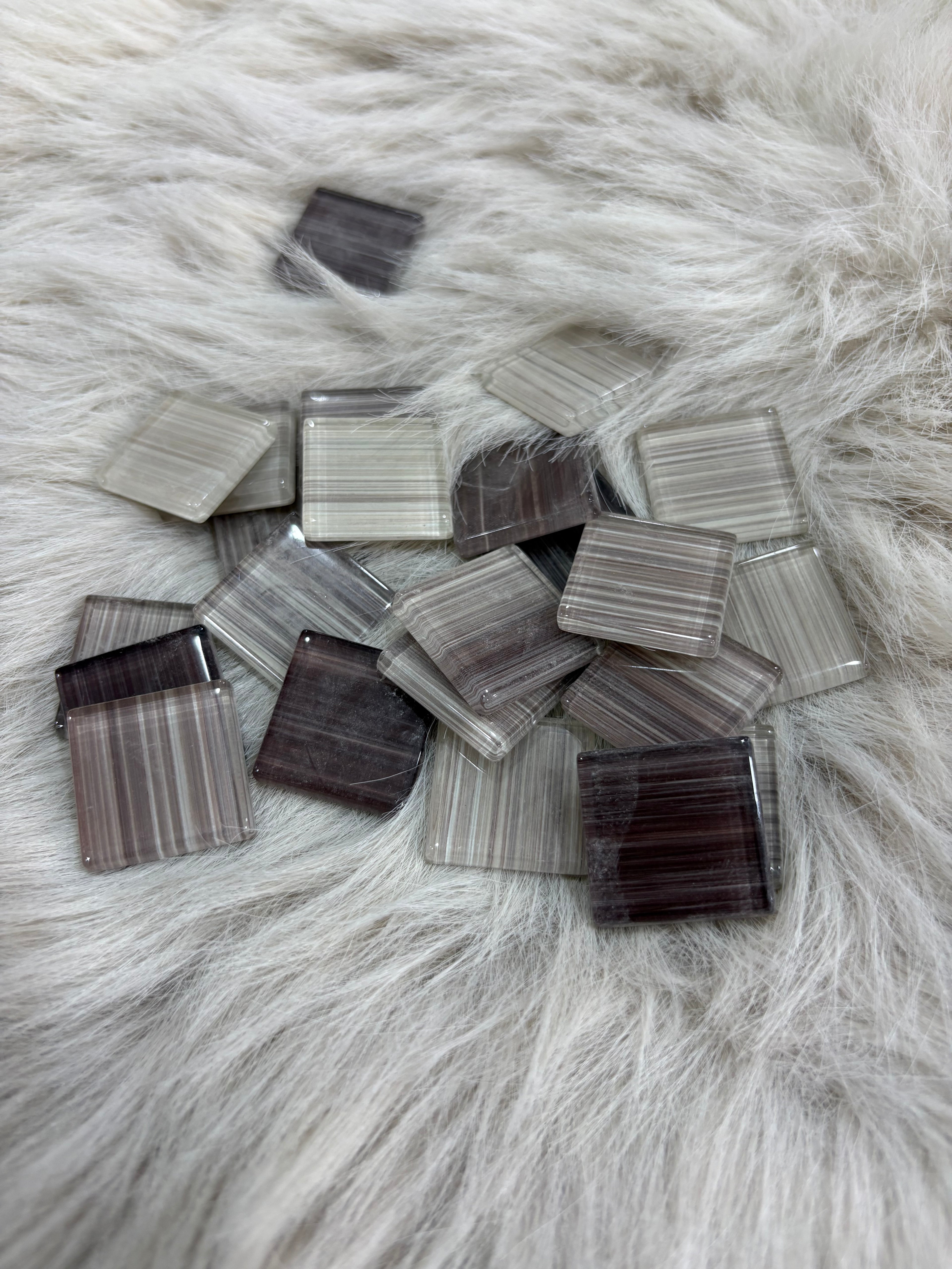 Sanatsal Kristal Mozaik KS-16 23x23mm Çizgili Bej Mix
