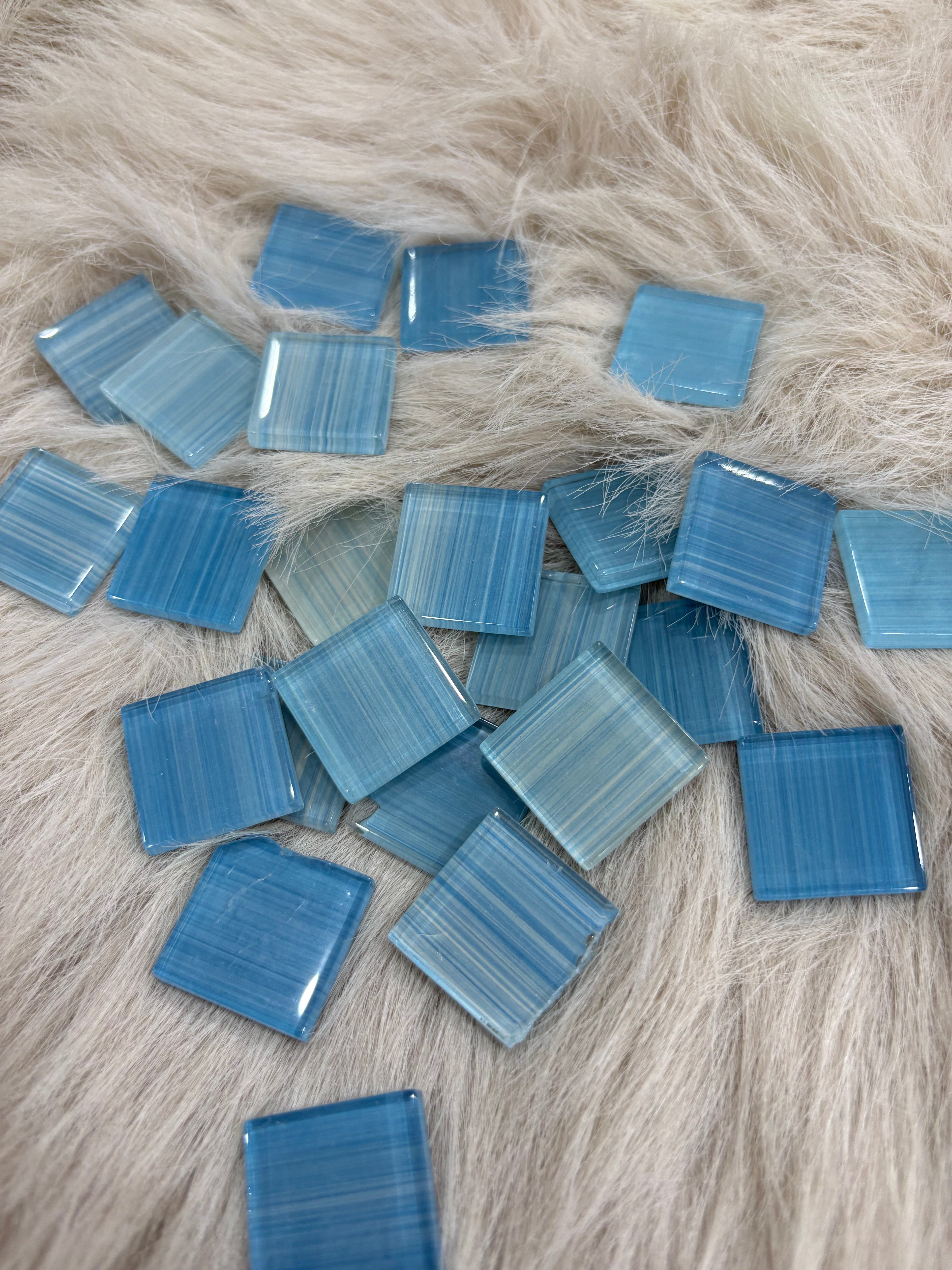 Sanatsal Kristal Mozaik KS-34 23x23mm Çizgili Hawai Mavi