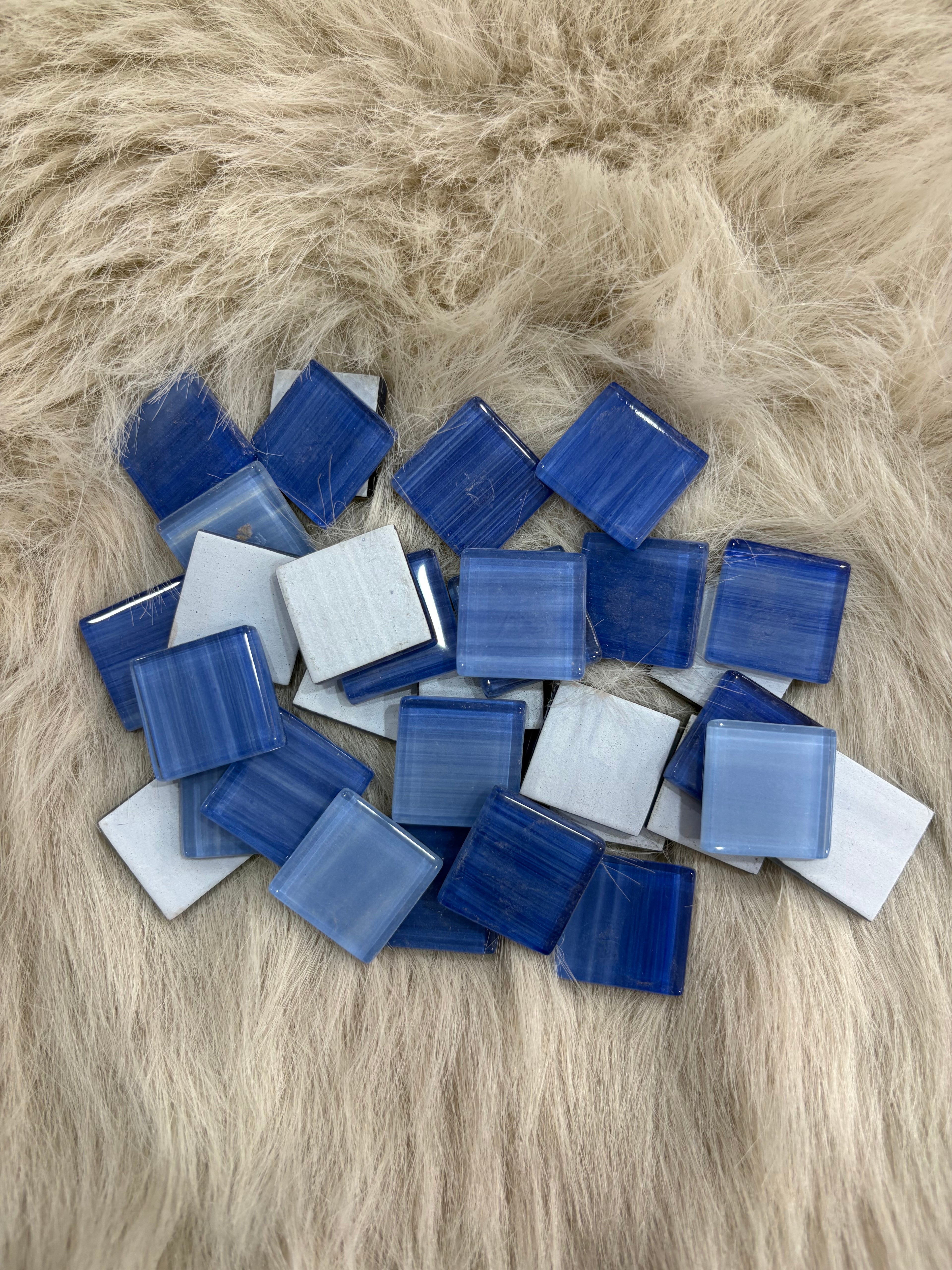 Sanatsal Kristal Mozaik KS-03 23x23mm Mavi Mix Çizgi