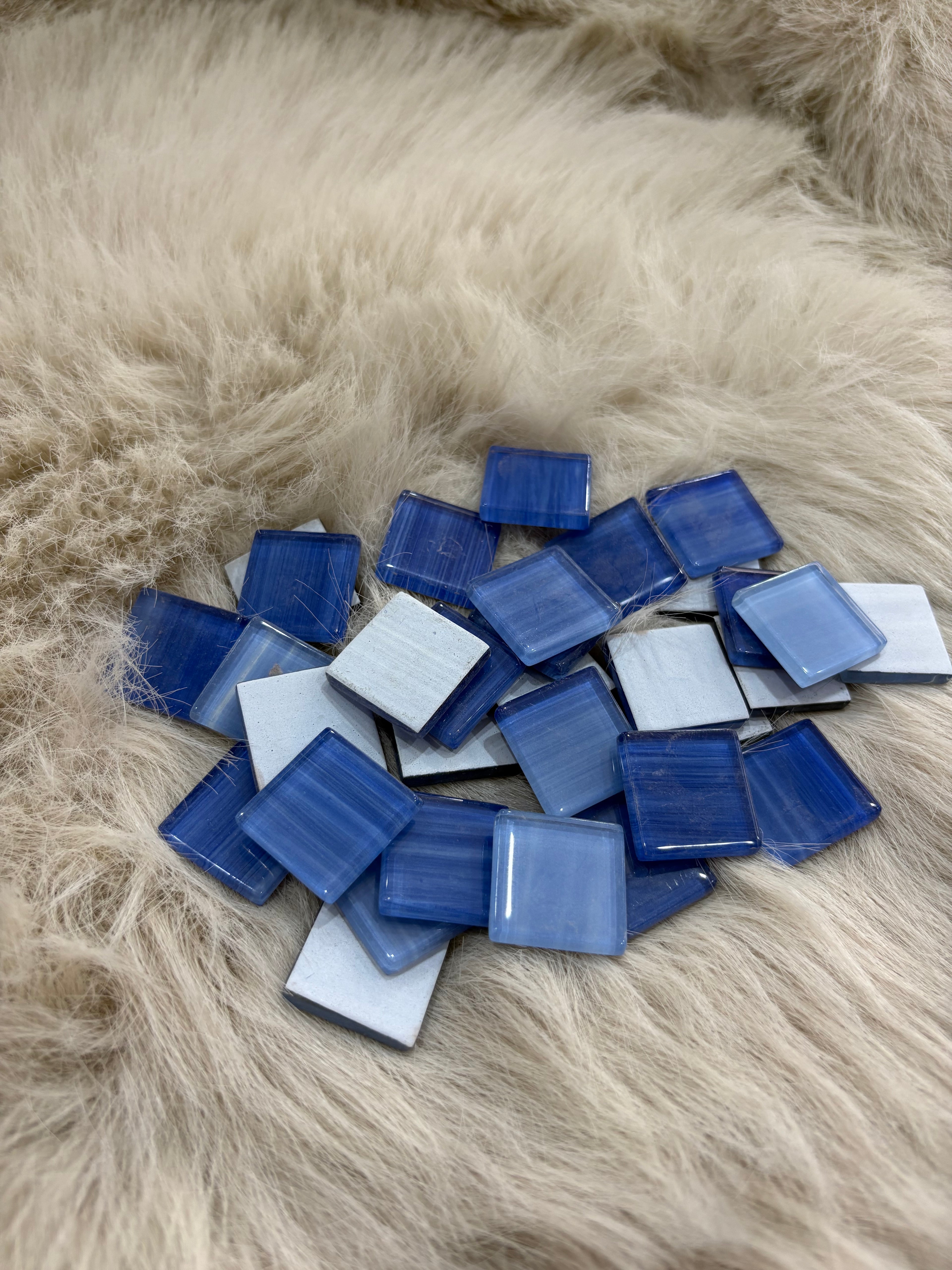 Sanatsal Kristal Mozaik KS-03 23x23mm Mavi Mix Çizgi