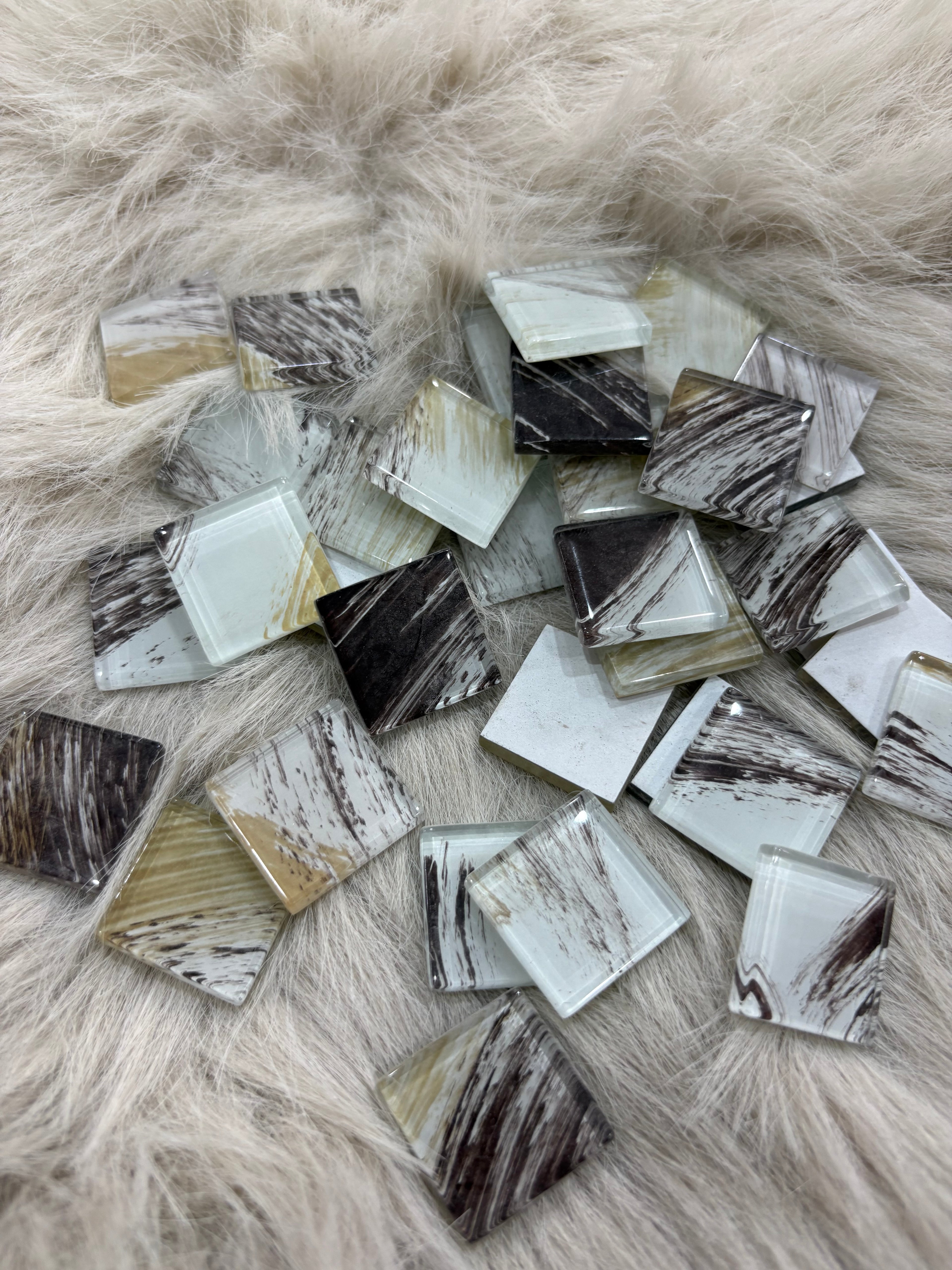 Sanatsal Kristal Mozaik KS-48 23x23mm Art Bej