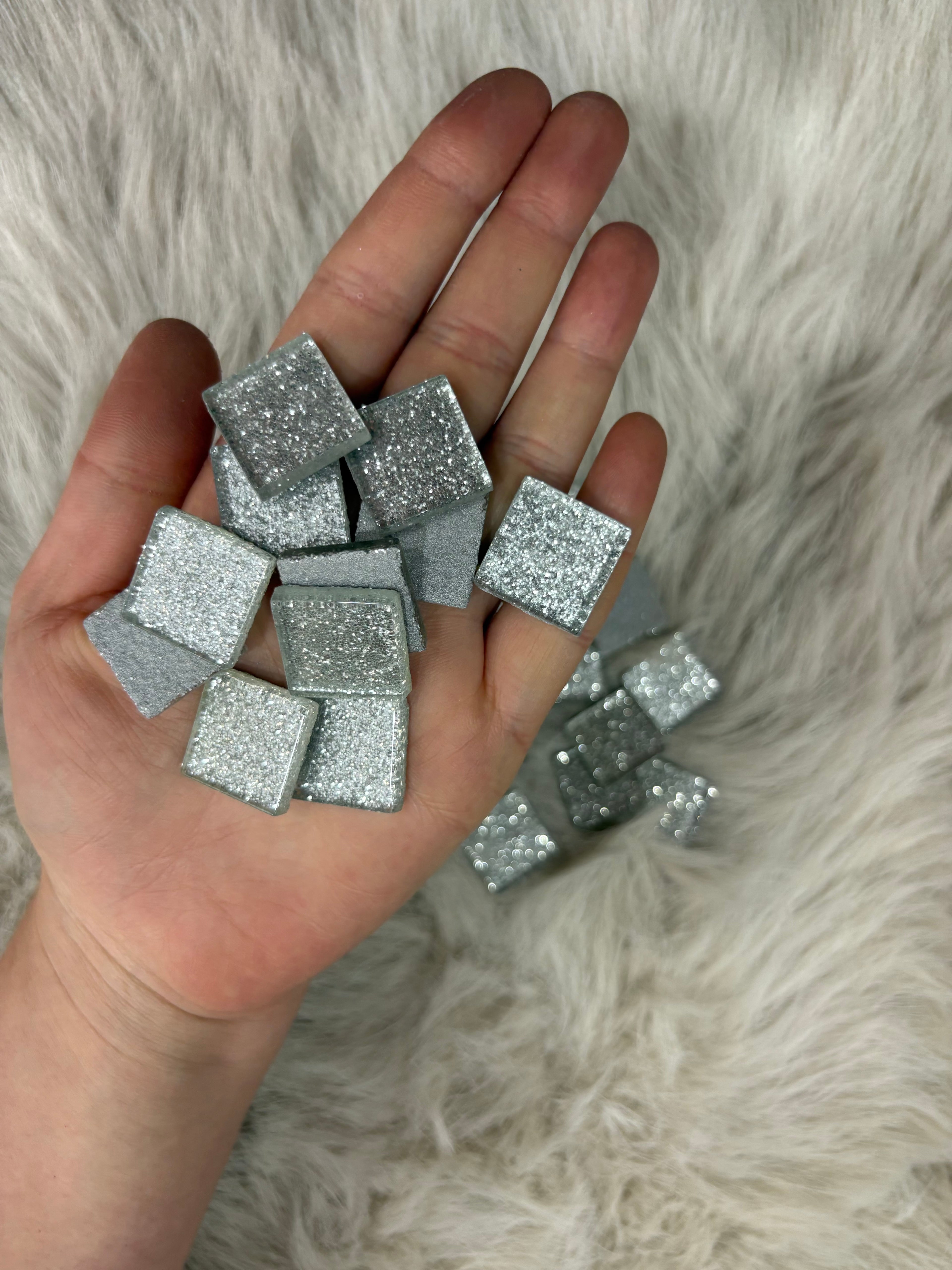 Sanatsal Kristal Mozaik KS-52 23x23mm Simli Gümüş