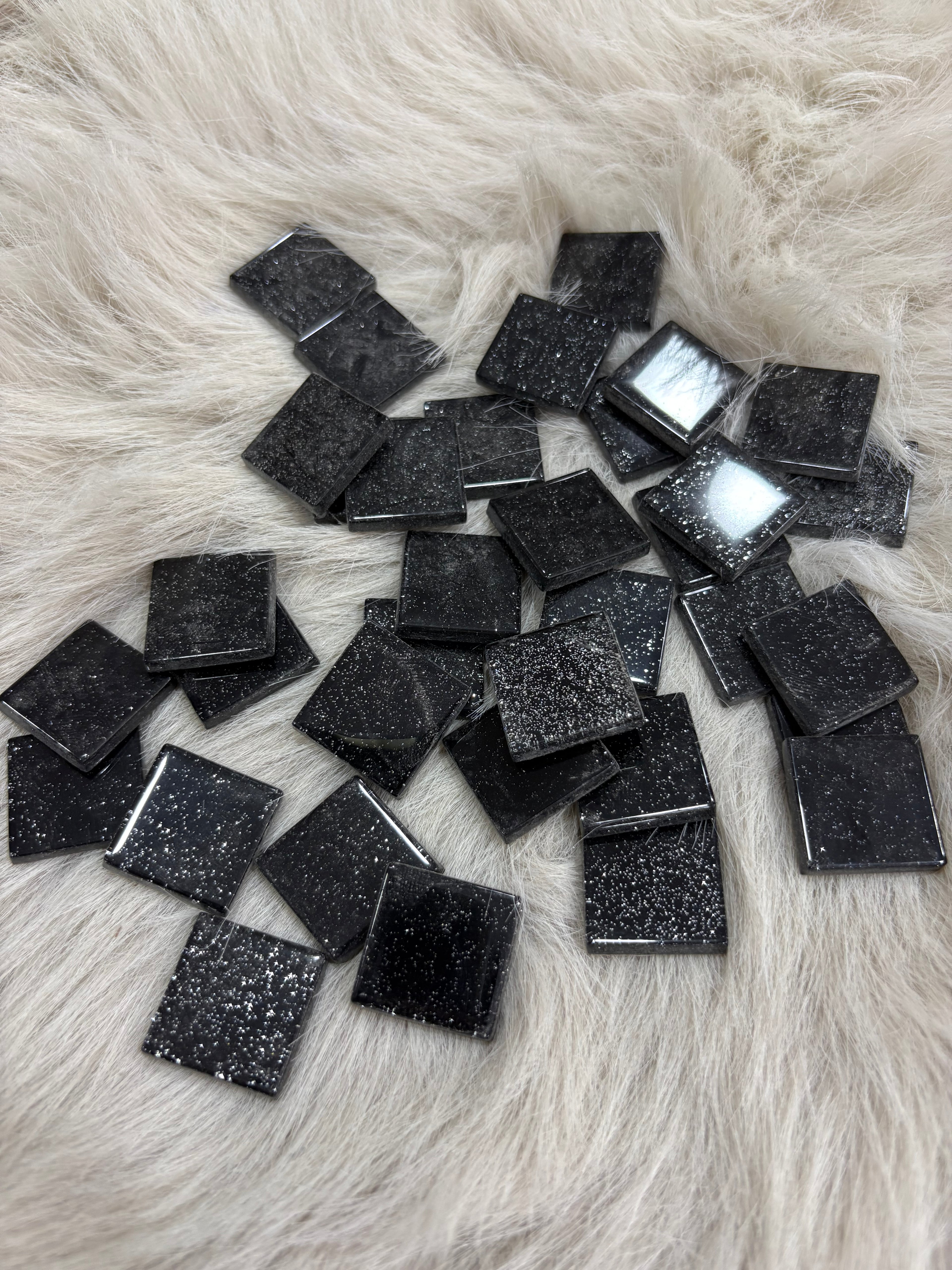 Sanatsal Kristal Mozaik KS-40 23x23mm Simli Siyah