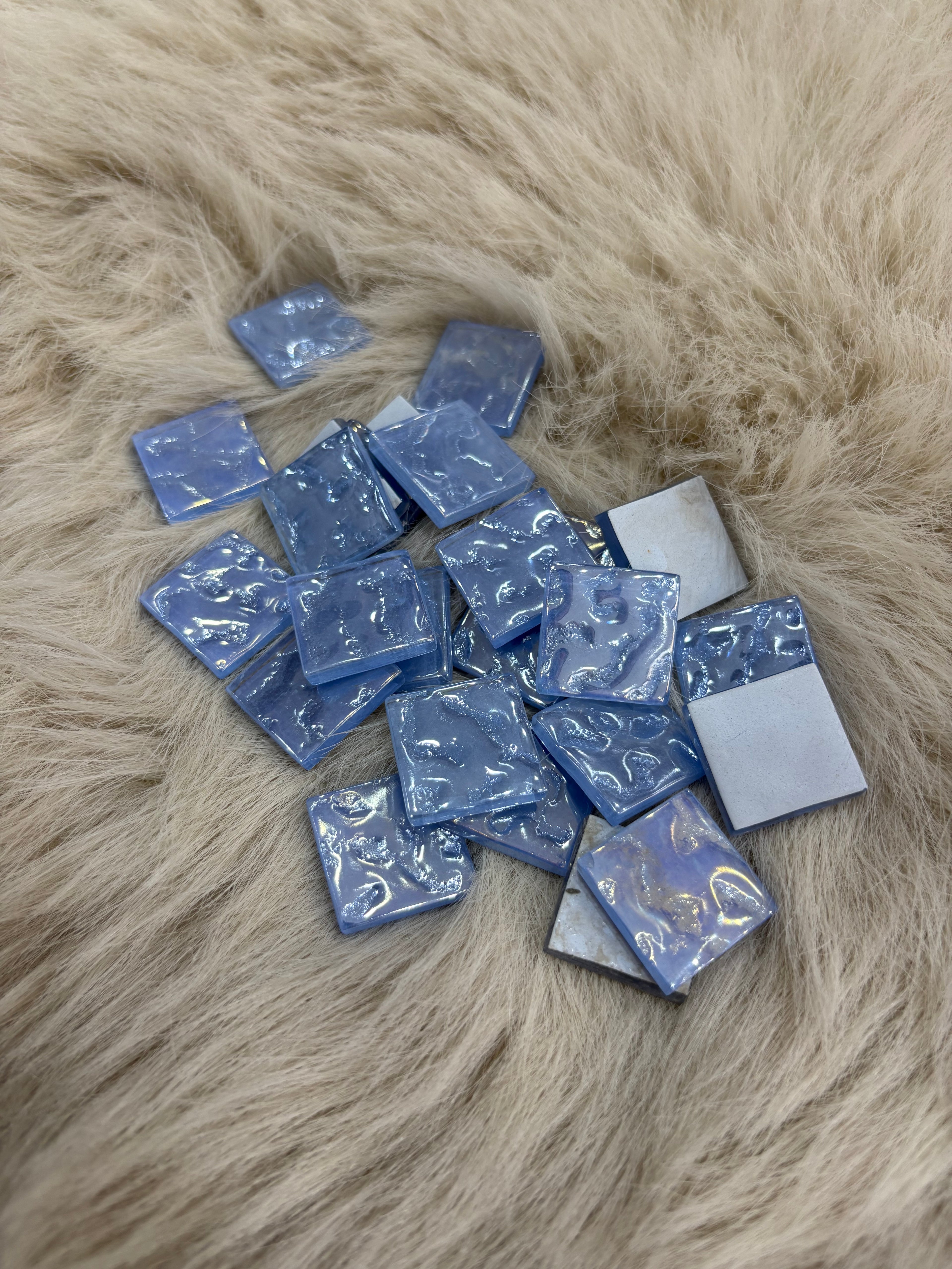 Sanatsal Kristal Mozaik KS-02 23x23mm Premium Dalgalı Mavi