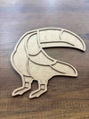 25.5x27.5cm Toucan Figure Raw Wood
