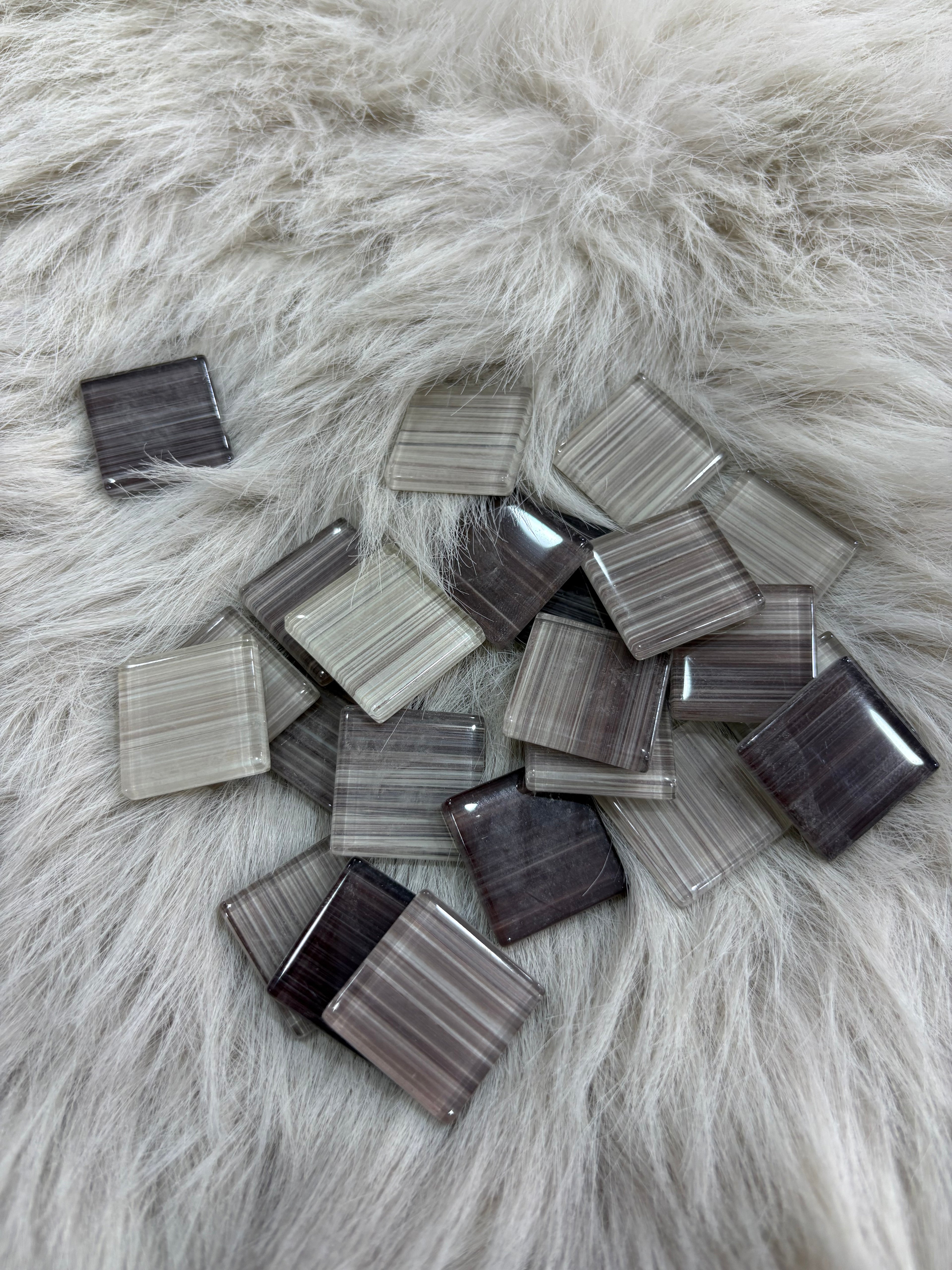 Sanatsal Kristal Mozaik KS-16 23x23mm Çizgili Bej Mix