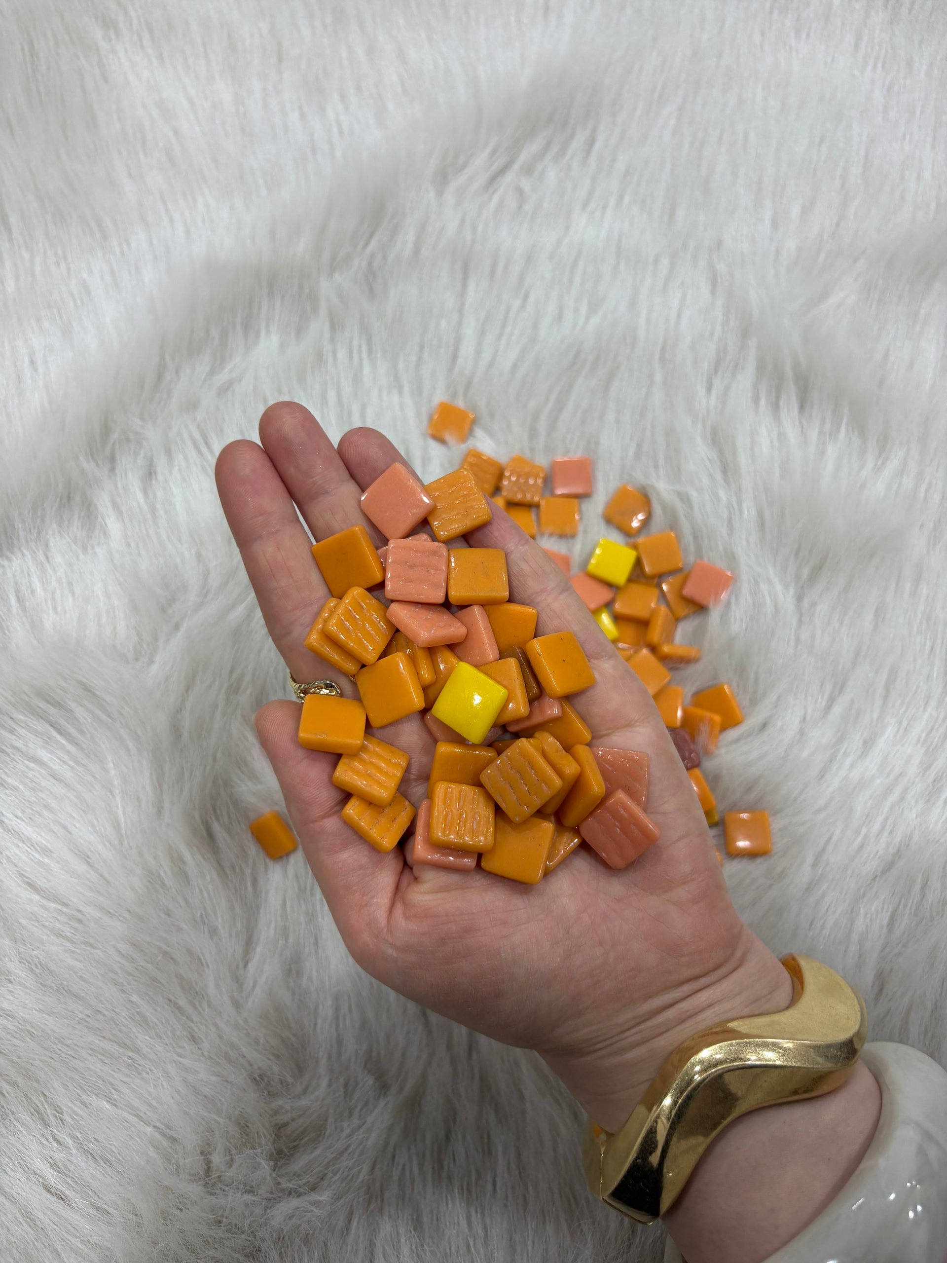 MX-03 Turunç Mix Tonlar Sanatsal Mozaik 15x15mm