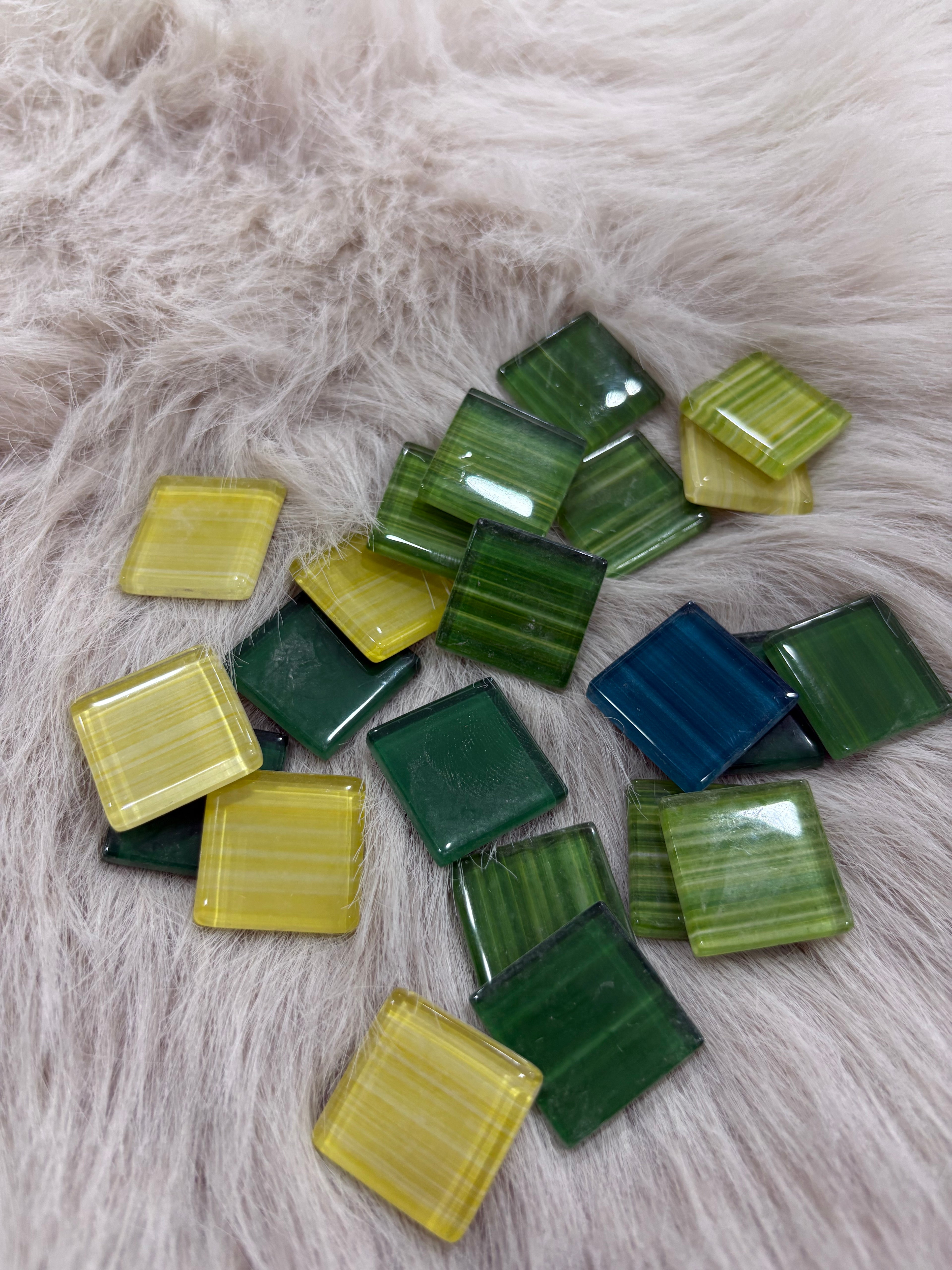 Sanatsal Kristal Mozaik KS-35 23x23mm Çizgili Yeşil Mix