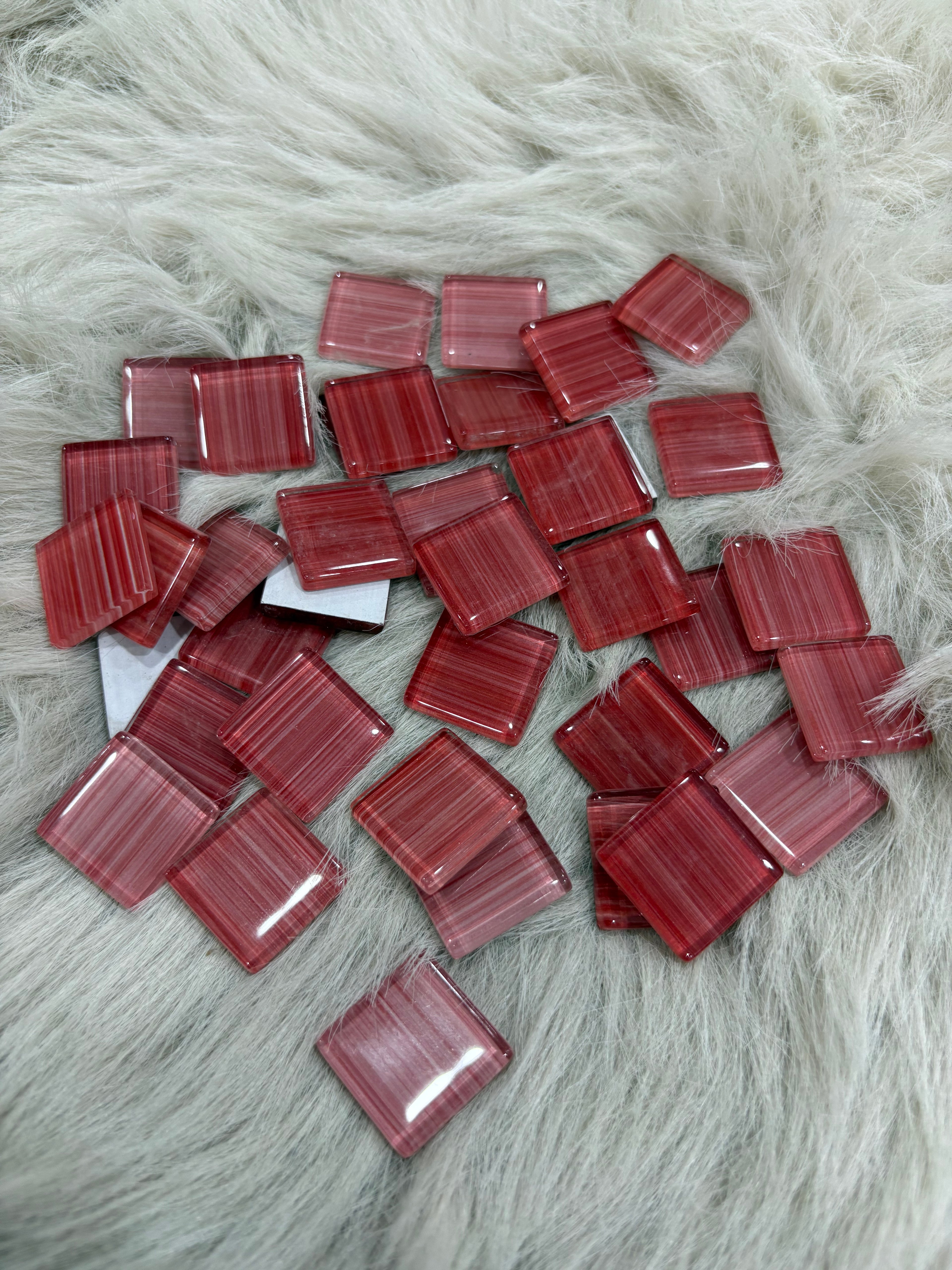 Sanatsal Kristal Mozaik KS-41 23x23mm Çizgili Soft Kırmızı