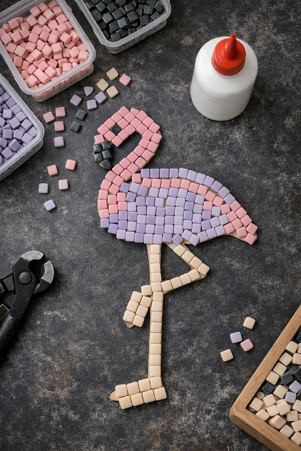 16x24cm Flamingo Figür Mozaik Set (Başlangıç Seviye)