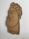 35x17cm Abstract Face Raw Wood