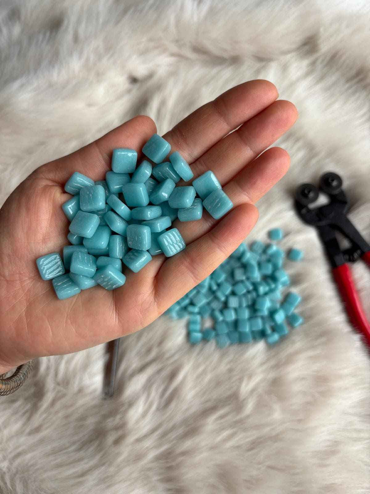 CM-27 Açık Turkuaz Sanatsal Mozaik 10x10mm