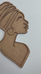 37x19cm Afro Silüet Ham Ahşap