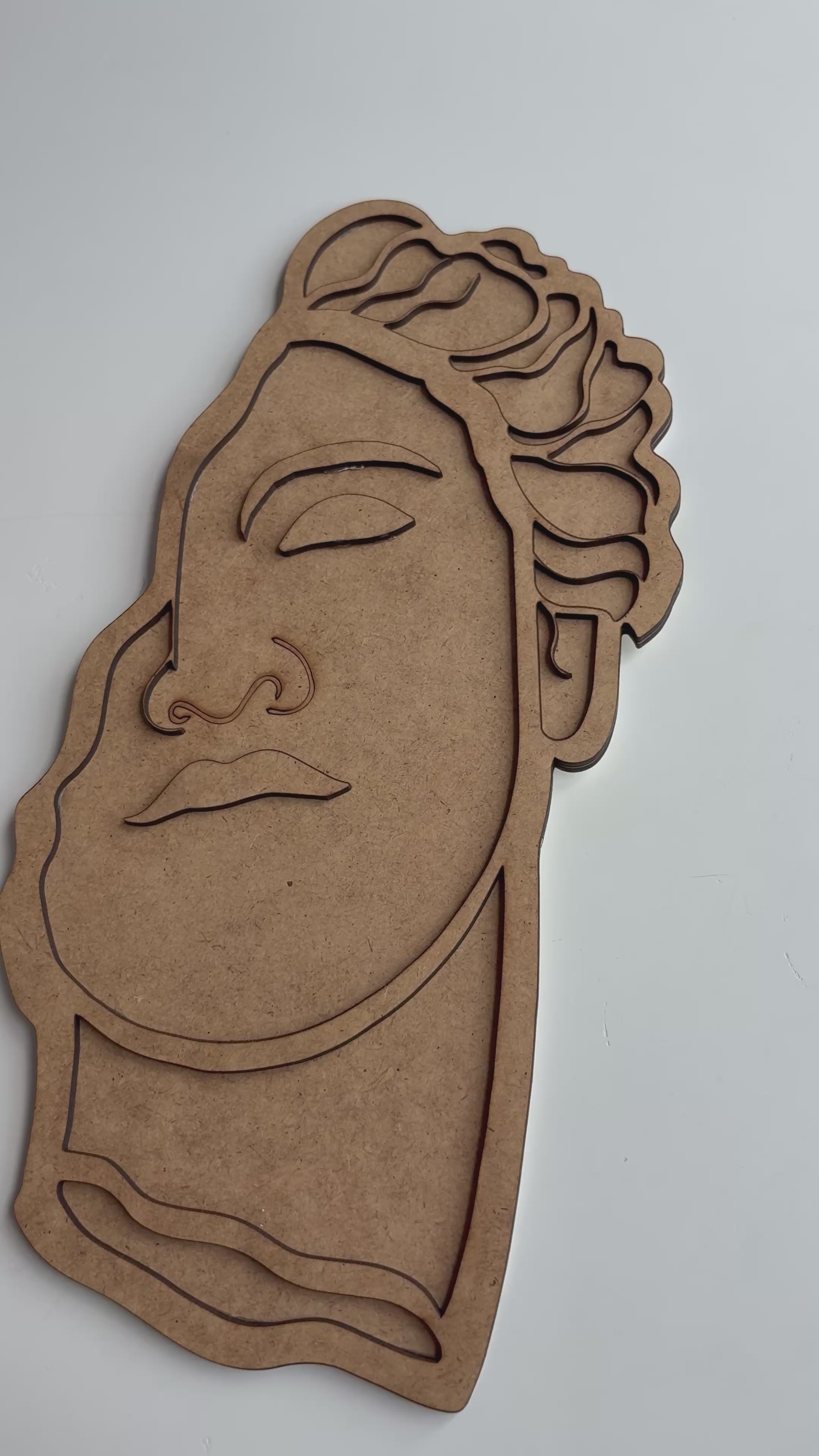 35x17cm Soyut Yüz Ham Ahşap