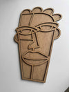 38x22cm Abstract Face Figure Raw Wood
